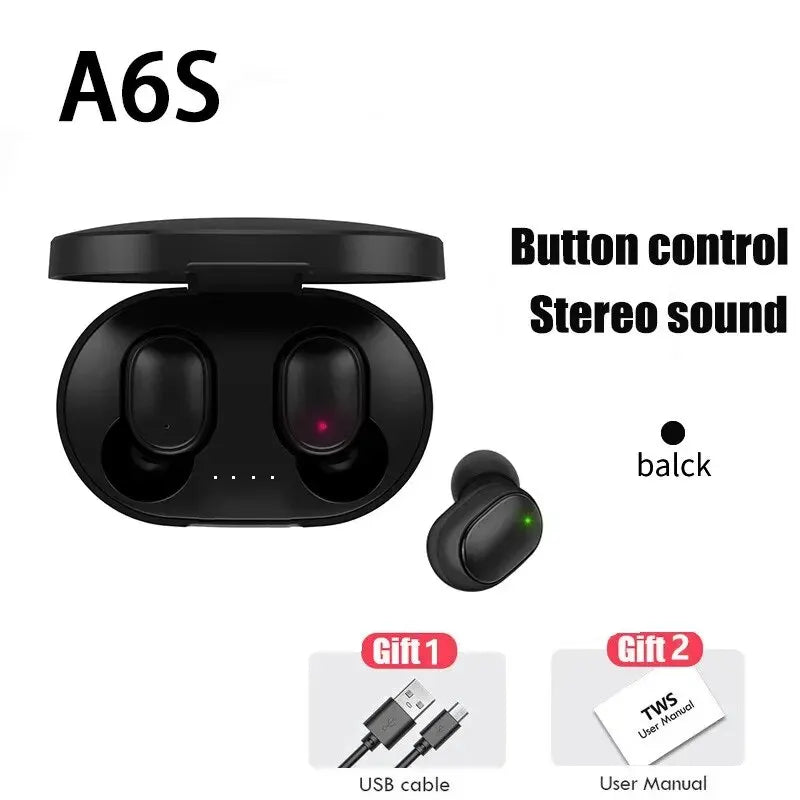 TWS A6S Wireless Bluetooth Headset Earbuds Noice Cancelling Earphone Bluetooth Headphones with Mic for Huawei Xiaomi Redmi - NOVAEDGE