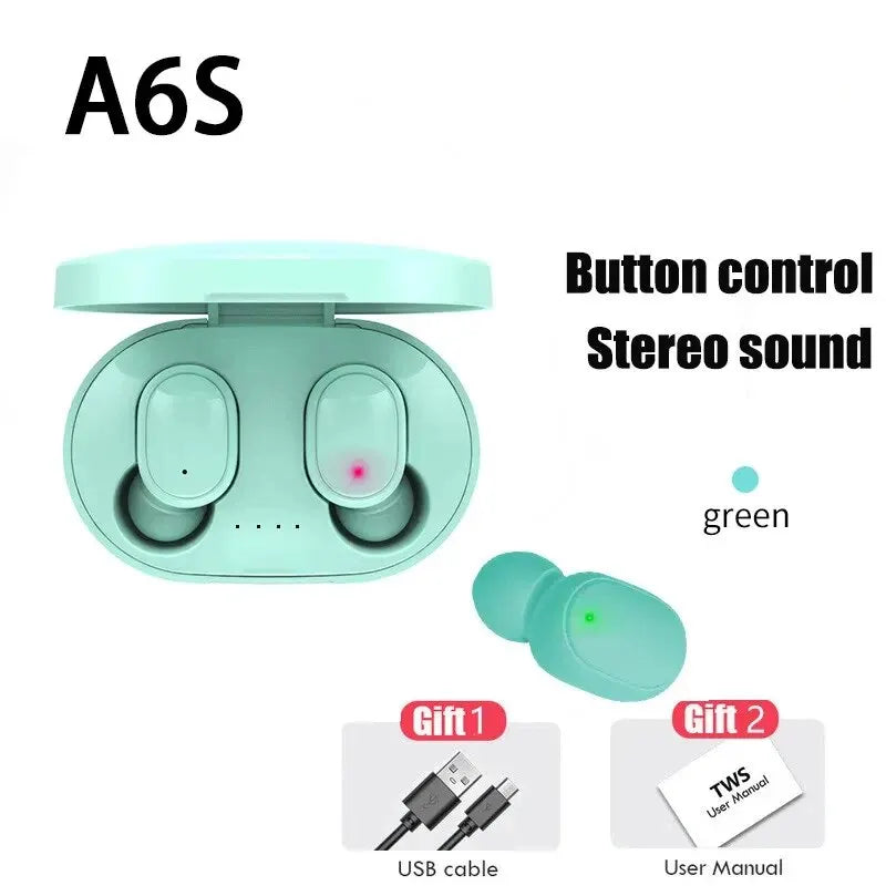 TWS A6S Wireless Bluetooth Headset Earbuds Noice Cancelling Earphone Bluetooth Headphones with Mic for Huawei Xiaomi Redmi - NOVAEDGE
