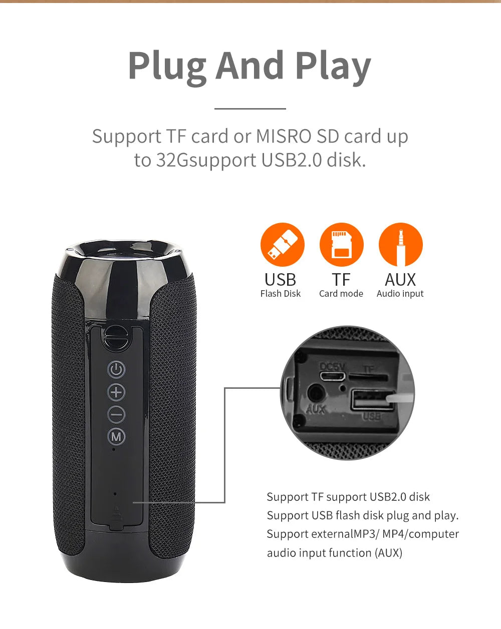 Bluetooth Speaker T&G TG117 Portable TWS Sound Box Waterproof Loudspeaker Outdoor Stereo Surround Speakers Support TF FM Radio - NOVAEDGE