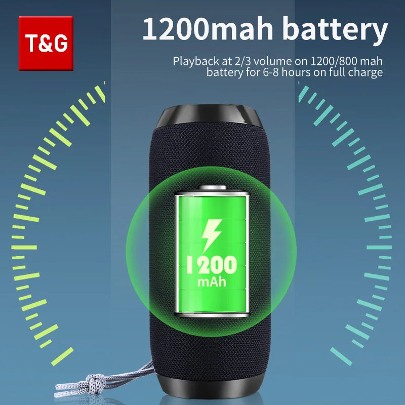 Bluetooth Speaker T&G TG117 Portable TWS Sound Box Waterproof Loudspeaker Outdoor Stereo Surround Speakers Support TF FM Radio - NOVAEDGE