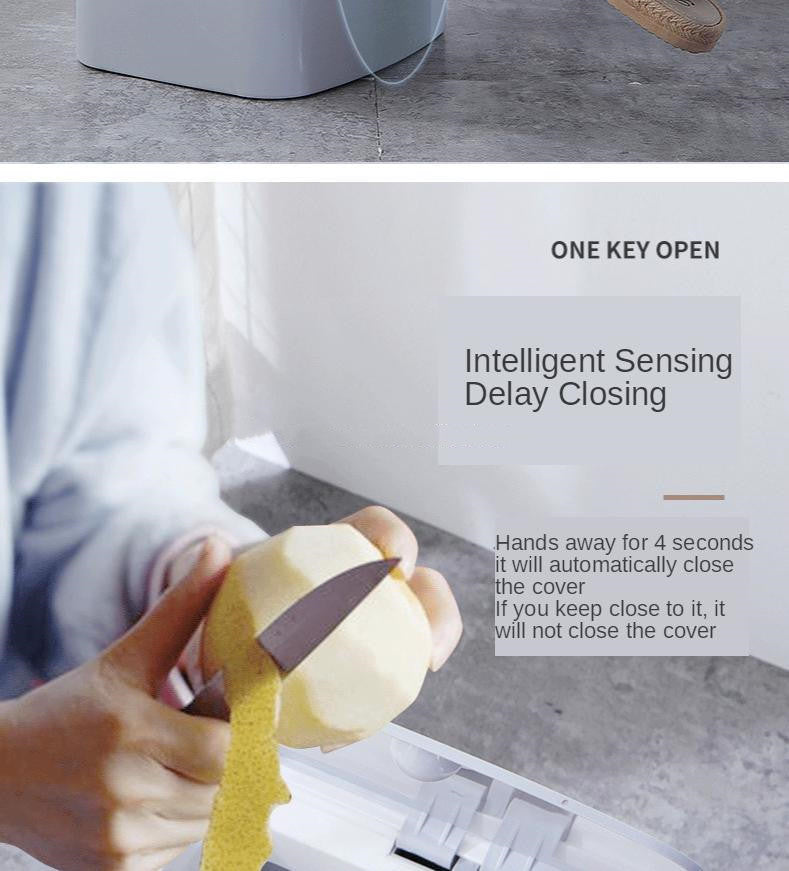 Smart Trash Can, Living Room Kitchen Induction Household Toilet Trash Can With Lid - NOVAEDGE