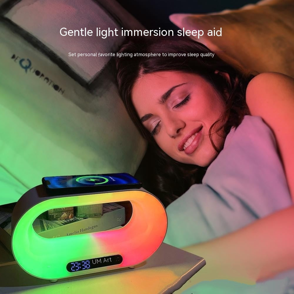 Multi-function 3 In 1 LED Night Light APP Control RGB Atmosphere Desk Lamp Smart Multifunctional Wireless Charger Alarm Clock - NOVAEDGE