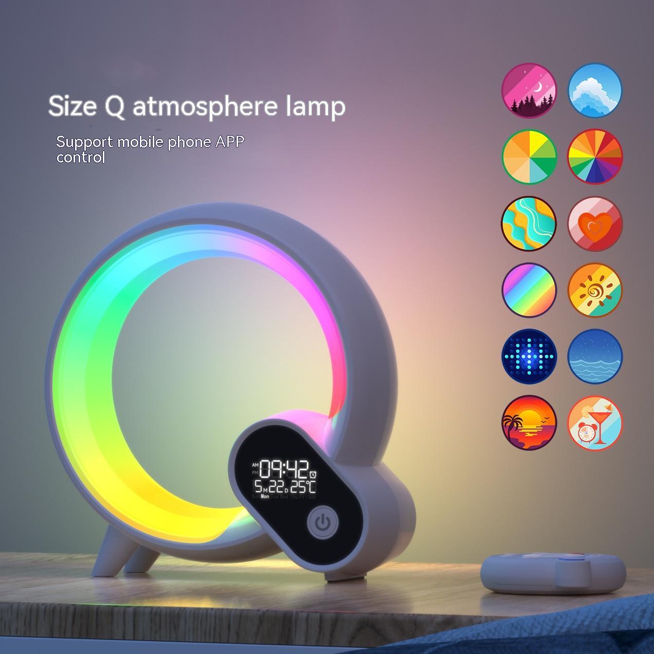 Creative Q Light Analog Sunrise Digital Display Alarm Clock Bluetooth Audio Intelligent Wake-up Q Colorful Atmosphere Light - NOVAEDGE