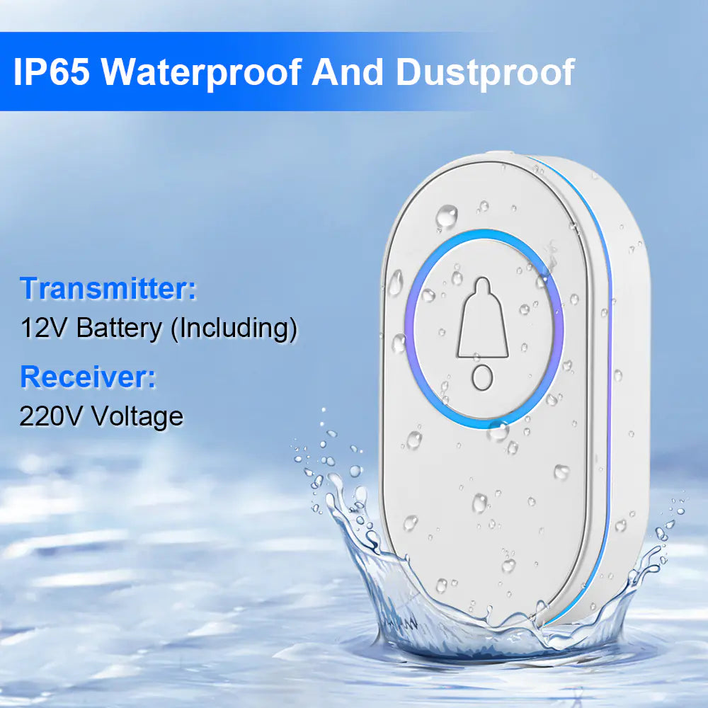 Wireless LED Doorbell with Security Alarm IP65 Waterproof - NOVAEDGE