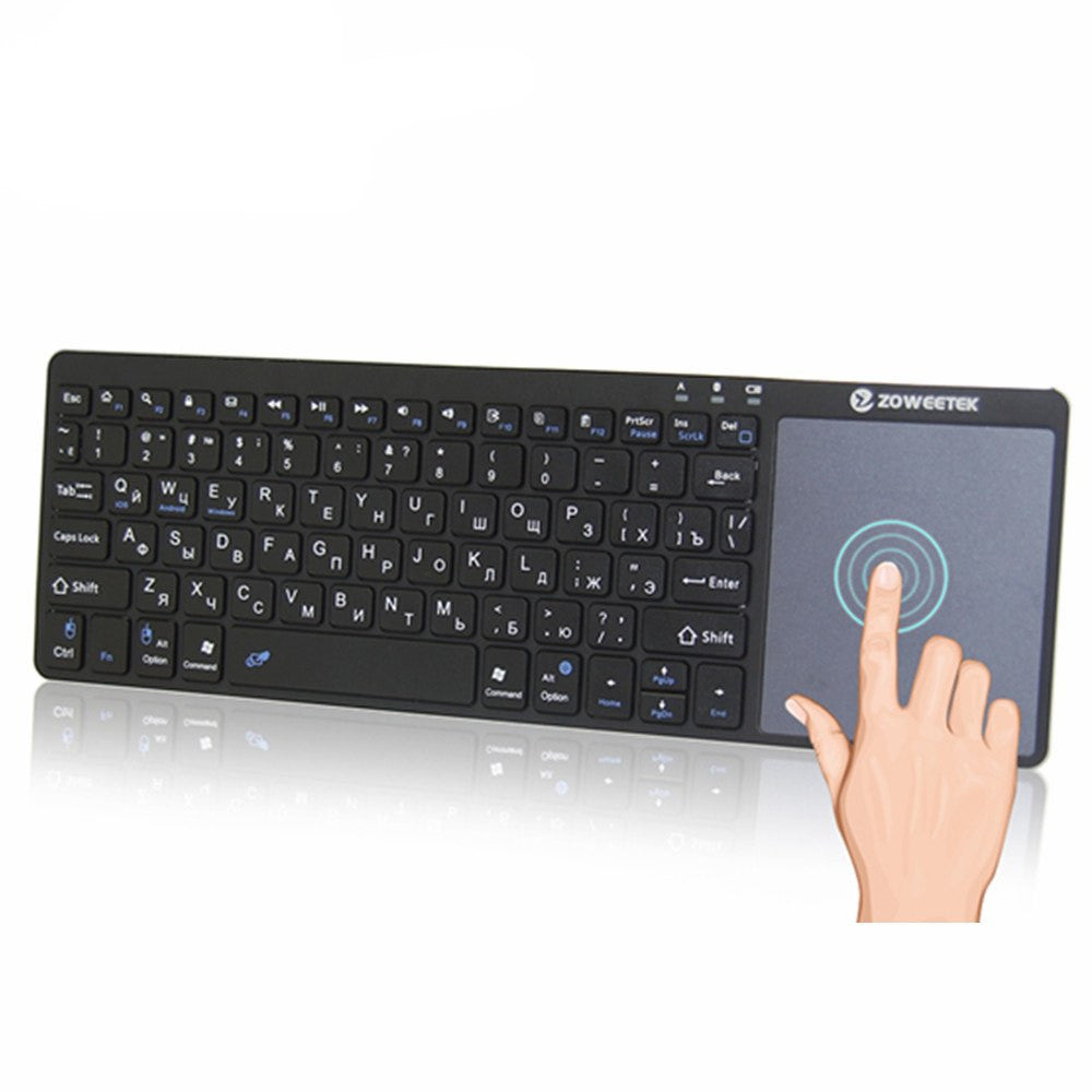 Zoweetek k12bt-1 Mini Wireless Bluetooth Keyboard Russian English Spanish Touchpad For Smart Tv Box Pc Android Phone Pad - NOVAEDGE