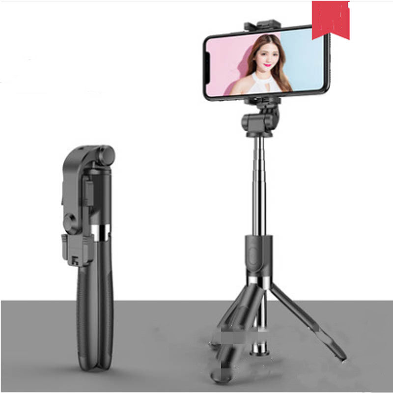 Compatible with Apple, Tripod Selfie Stick Mobile Universal Live Triangle Bracket One Bluetooth Selfie Artifact - NOVAEDGE