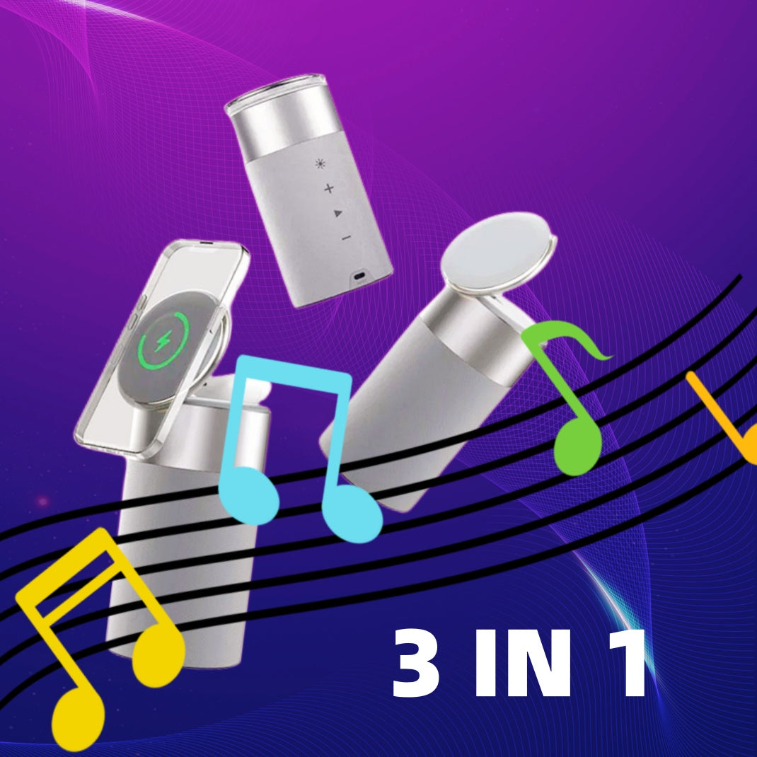 3 In 1 Multi-Function IPhone And AirPods Wireless Charger Portable Bluetooth Speaker With Touch Lamp For Home And Office - NOVAEDGE