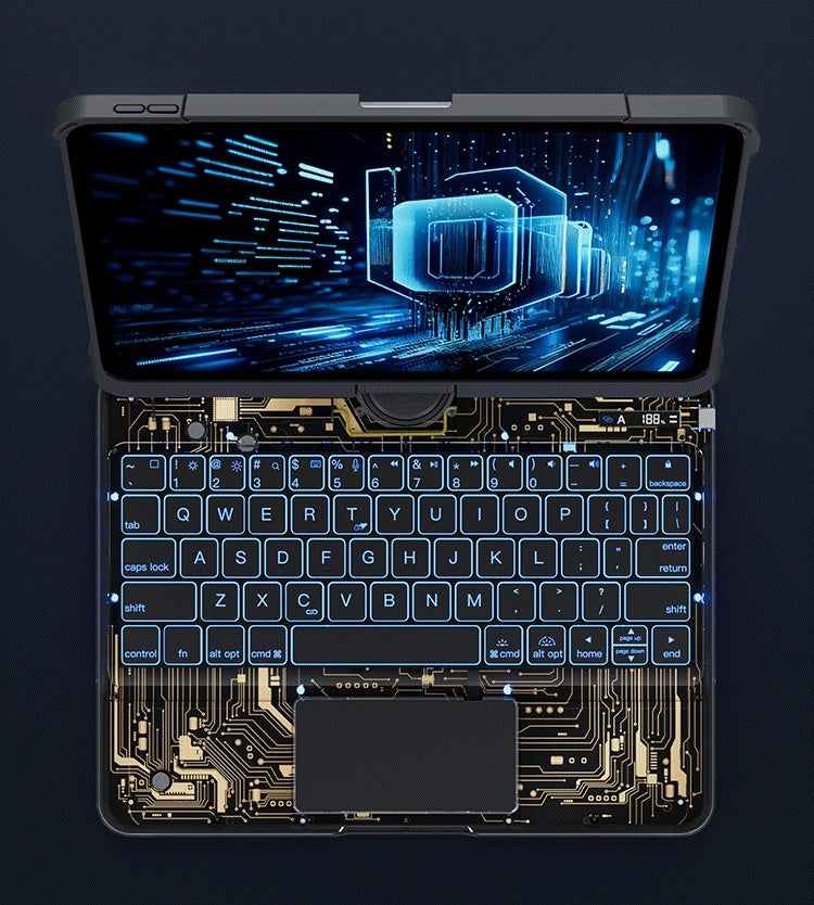 360 Swivel Keyboard Clear Case For IPad Smart Trackpad Bluetooth-compatible Keyboard Case Cover With Pen Slot - NOVAEDGE