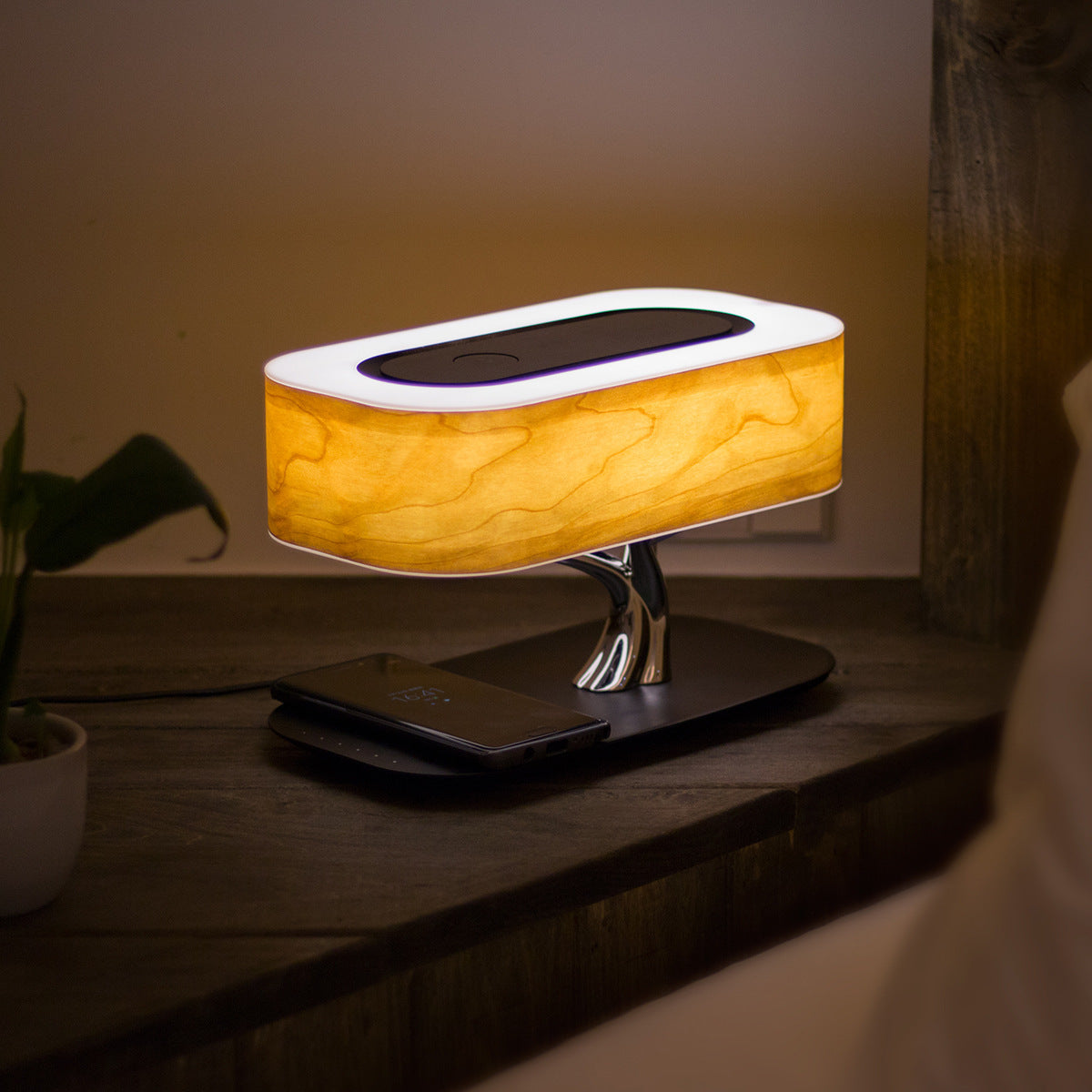 Creative Tree Light Table Lamp Bluetooth-Compatiable Music Speaker Bedside Light Dimmable Phone Wireless Charging Desk Lights - NOVAEDGE
