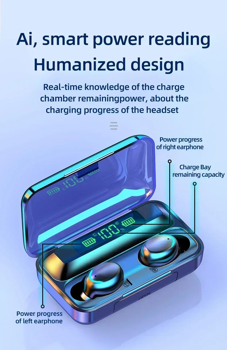 TWS F9-5 Earphone Bluetooth 5.3 Wireless Headphones Hifi Stereo Sports Waterproof Earbuds Headset Hearing Aids With Mic Handfree - NOVAEDGE