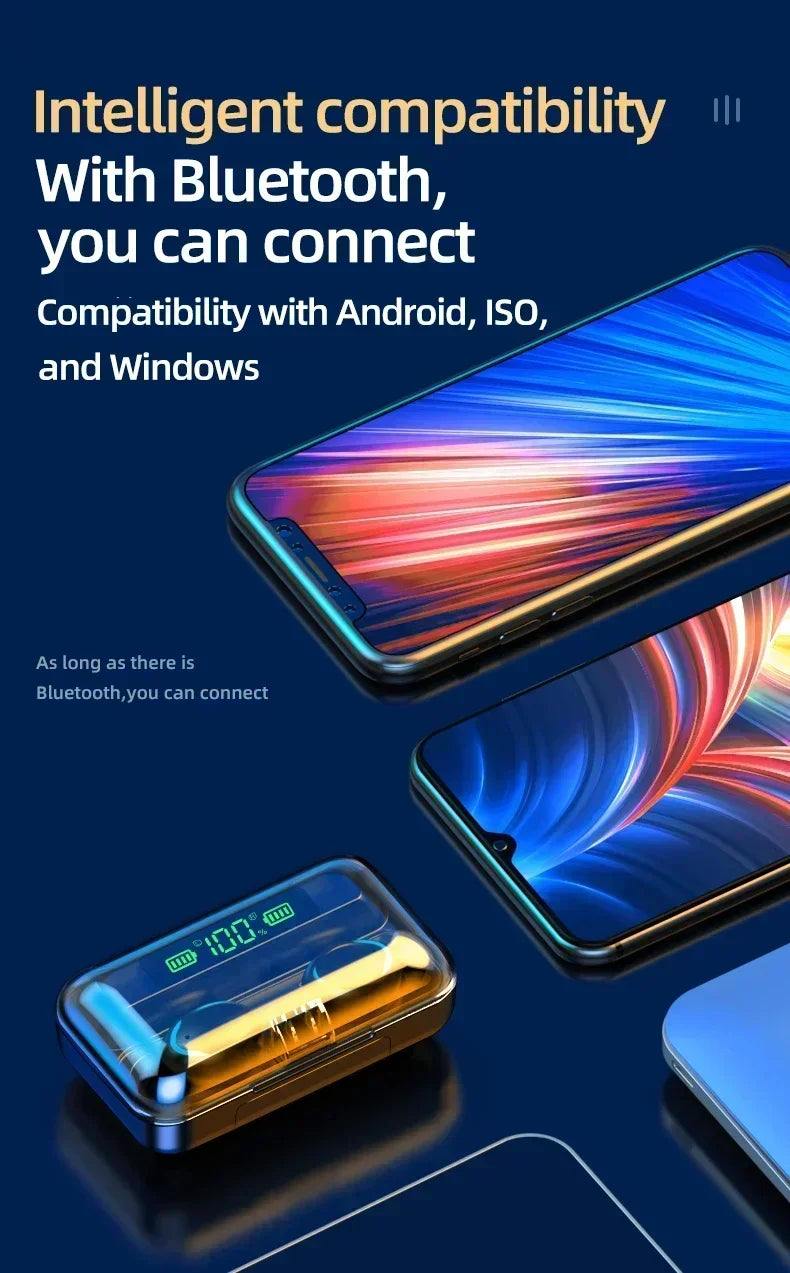 TWS F9-5 Earphone Bluetooth 5.3 Wireless Headphones Hifi Stereo Sports Waterproof Earbuds Headset Hearing Aids With Mic Handfree - NOVAEDGE