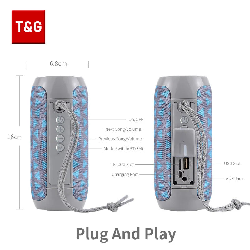 Bluetooth Speaker T&G TG117 Portable TWS Sound Box Waterproof Loudspeaker Outdoor Stereo Surround Speakers Support TF FM Radio - NOVAEDGE