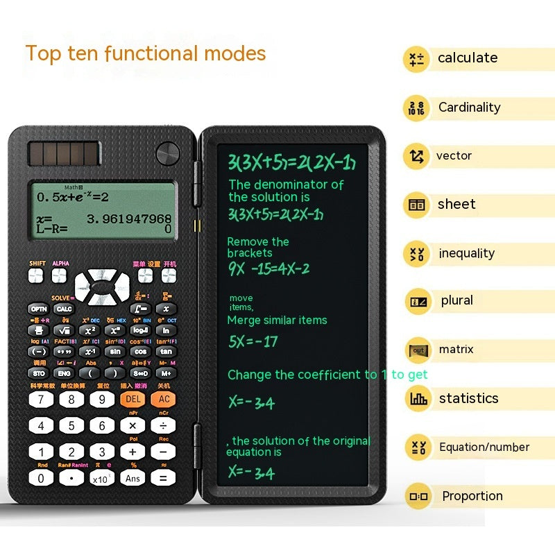 2 In 1 Foldable Scientific Calculators Handwriting Tablet Learning Function Calculator Foldable Desk Scientific Calculators - NOVAEDGE